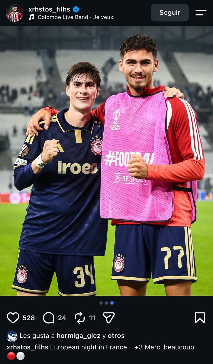 poetschiv's tweet photo. el compañero de armando puso una foto de ellos dos juntos en su post del partido, veo la visión de la mejor amistad de armando en olympiacos😭💕 https://t.co/ENSXxQftqp