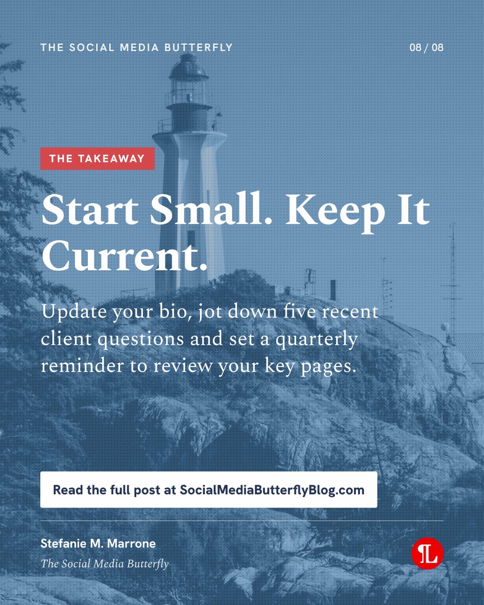 LexBlog's tweet photo. Reuse what you already know, write the way clients talk and ask your website team whether AI search crawlers can reach your key pages.

Read the full post on her blog, The Social Media Butterfly: https://t.co/oJYQz6H0rA https://t.co/hj2Cd7NTME