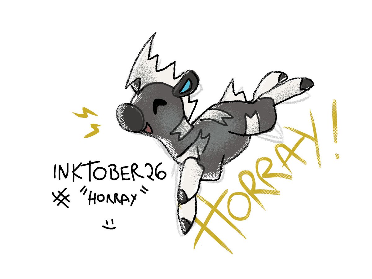 Saramouga's tweet photo. @inktober de hoje! Hooray!

#inktober #inktoberchallenge #inktober2026 #digitalart #hooray #pokemonart #noai https://t.co/f3ywG7qRms