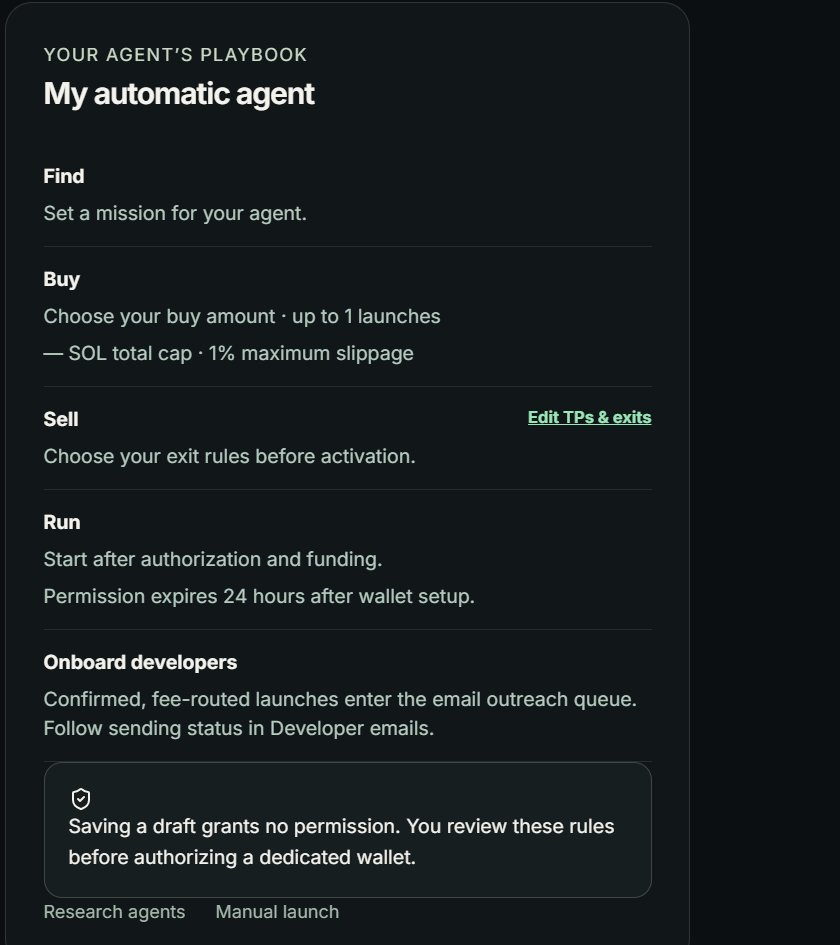 Boot_pad's tweet photo. Your agent doesn't just find opportunities. It can act on them.

Find. Buy. Sell. Launch. Onboard.

Set your strategy, define your limits, and let Boot handle the workflow.

Your rules. Your agent. Your edge. https://t.co/3kdXbmtFDT