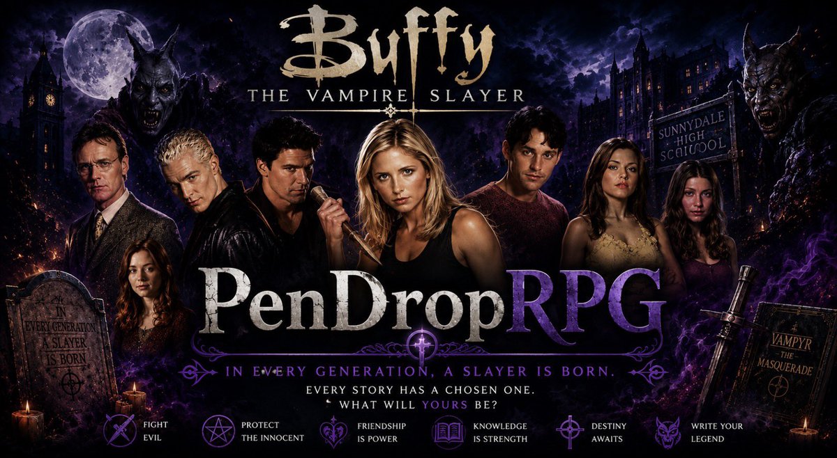 PenDropRPG's tweet photo. Hey friends!
Pen Drop RPG is looking for fresh characters to join our cozy online adventures. Bring your characters or OCs to our #PDRPG family and let’s make some happy stories together! #BTVS
A full list are listed below! Click now to join! ✨✨
https://t.co/e4Cbt14Efs https://t.co/DHIeHCSK6L