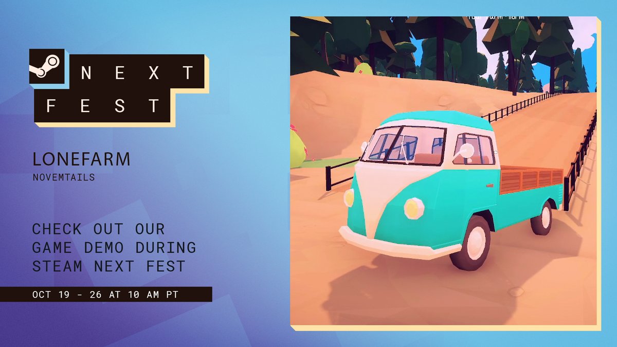 novemtails's tweet photo. 🌾 After nearly 4 years on hold, Lonefarm is finally back in development!

We're bringing a much more polished demo, with new features and plenty of things to discover, to Steam Next Fest! 🚜🌱

#SteamNextFest #IndieGame #Lonefarm https://t.co/uI1BDHNks9