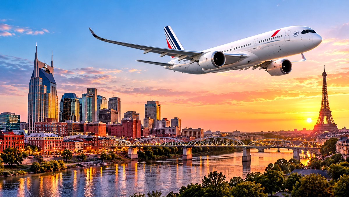 GeorgesLangRTL's tweet photo. Good news : Air France ouvre une nouvelle ligne aérienne : PARIS-NASHVILLE à partir du 14 mai 2027. On en rêvait, c’est acté ! Paris CDG sans escale jusqu’au Nashville International Airport Dolly Parton. Il paraît  que le n° du vol est AF046, comme l’année de naissance de Dolly. https://t.co/9TOv9m2cq0