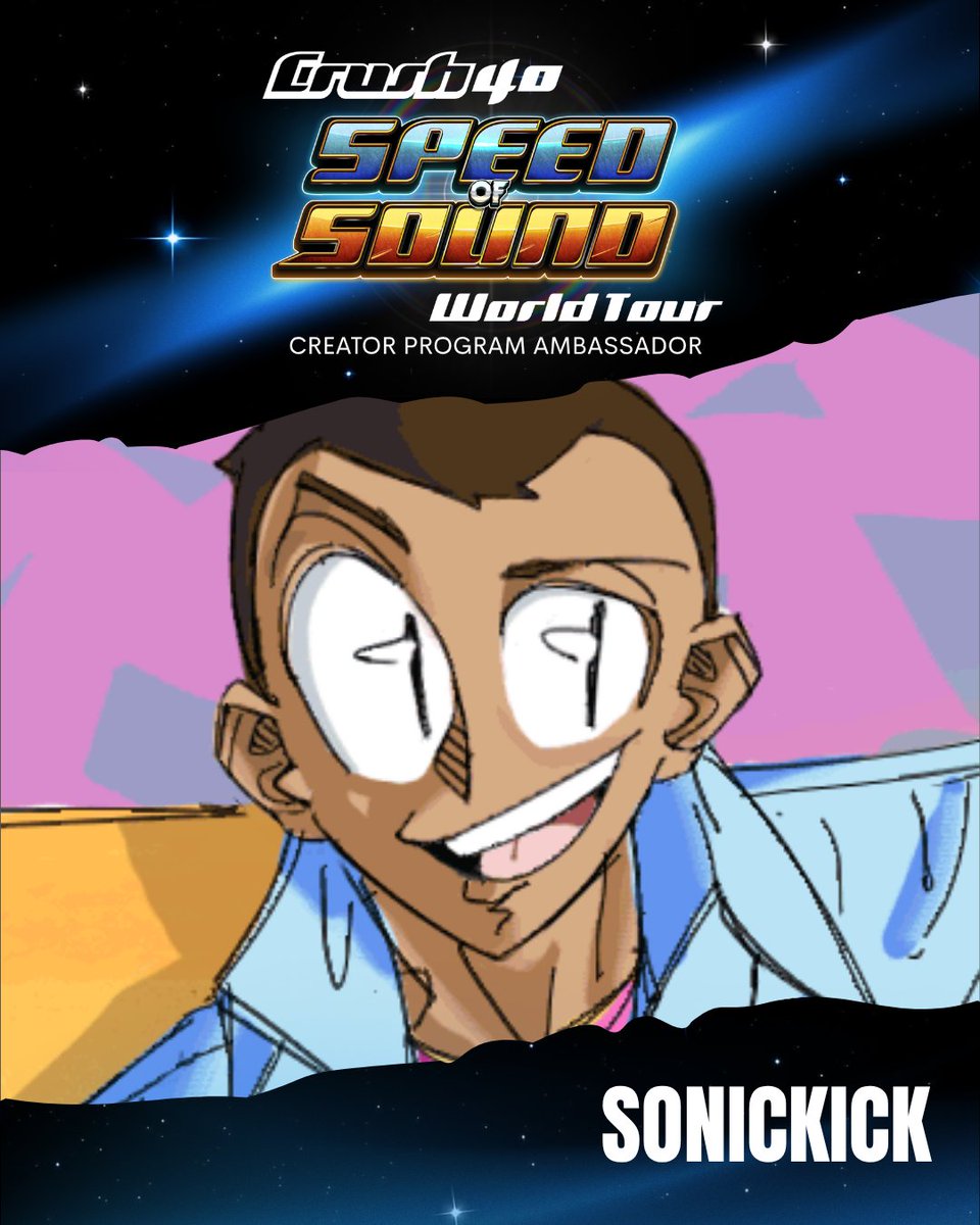 Sonickick2's tweet photo. Btw... We Live Life.

Excited to announce that I'm part of the Crush 40 Speed of Sound World Tour Creator Program!

I've loved Crush 40 ever since I was young, and I'm excited to be apart of this! Yippie!

Get your tickets at https://t.co/g7snUUMnNr!

#Crush40 #speedofsoundtour https://t.co/u3fsY7EfvD