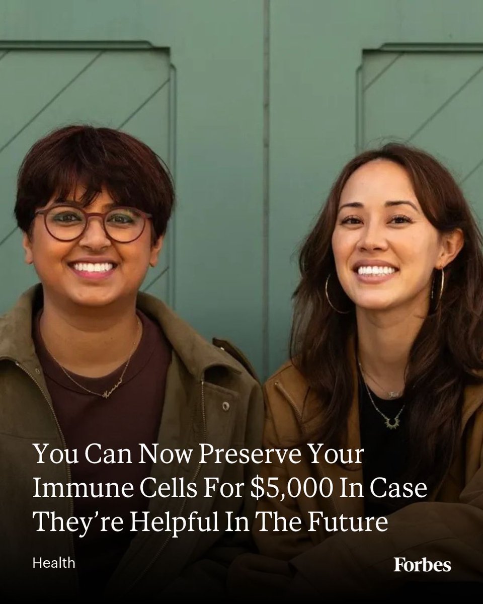 Forbes's tweet photo. Your immune cells are key to your health. They fight disease and repair tissue. And they’re the youngest they’ll ever be right now. Now, you can store them for the future, just by doing a simple blood draw, thanks to a new service offered by Cambridge, Mass.-based biotech startup Cellino.
Read more: https://t.co/KbF4QuwONk
📸: SDM Productions
