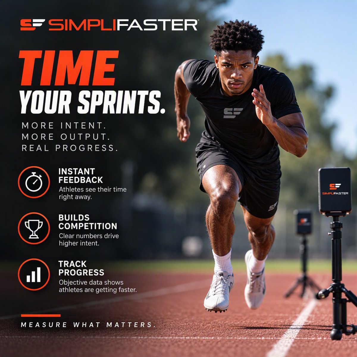 SimpliFaster's tweet photo. Want more intent from sprint training? 

Measure the rep.

Timing gives athletes immediate feedback and gives coaches objective sprint data to track over time.

Need help choosing a timing system for your program? 

Talk with one of our coaches here:https://t.co/kJzmKHvzGf https://t.co/l6cXizpfA9