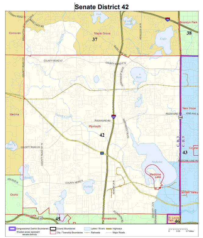 kevinpetersonMN's tweet photo. Minnesota Senate District 42 is home to strong communities in the northwest metro.

The district covers most of Plymouth (Wards 1–4, multiple precincts), all of Medicine Lake, and Maple Grove Precinct 12 in Hennepin County.

These neighborhoods are filled with families, small businesses, parks, lakes, and people who expect practical, accountable government.

I’m running to represent District 42 with a focus on public safety, fiscal responsibility, and results that serve our local communities.

View the official district map from the Minnesota Secretary of State: https://t.co/7i9S1EaNWm

— Kevin Peterson
Candidate for Minnesota State Senate District 42