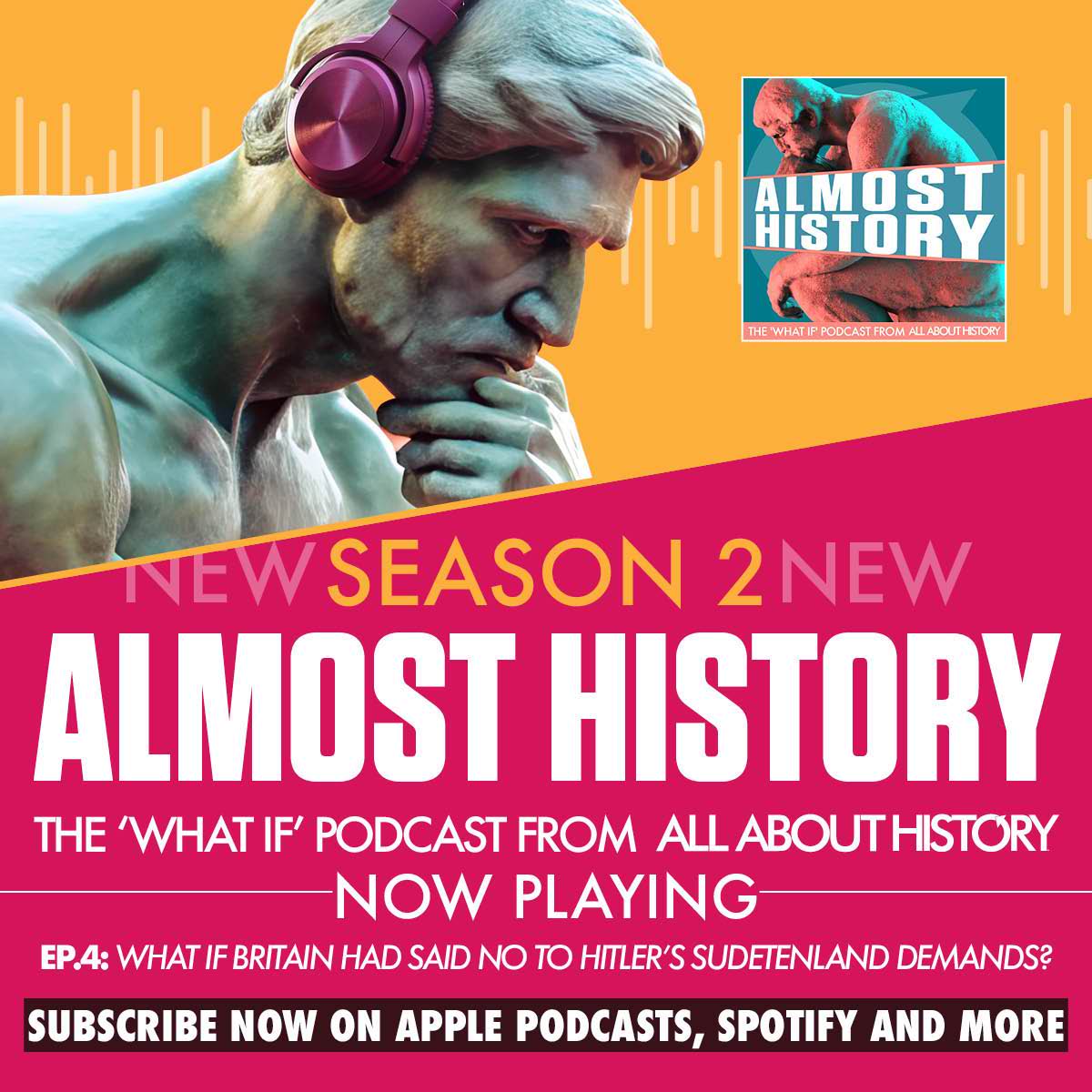 HistoryofWarMag's tweet photo. ❓What if Britain had said 'no' to Hitler's Sudetenland demands ❓

Find out in our latest episode of the Almost History podcast, with History of War's Louis Hardiman in conversation with @James1940

➡️ Listen here https://t.co/QsC9sZa3gh https://t.co/VMPB8Ox6lv