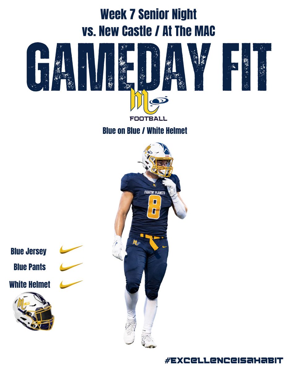 MarsHSFootball's tweet photo. Gameday!!  Week 7 Fit vs. New Castle
Senior Night 🎓at the MAC  

#ExcellenceIsAHabit 👽🏈💪
@MarsAreaSD @MASDFP https://t.co/ADIiF6JAmf
