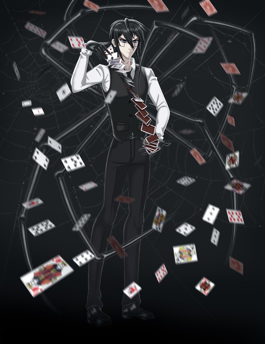 VirusManga's tweet photo. Time for the next baddie! Wanderer, the Bird-Eater 🕷🃏
He's manipulative, untrustworthy and plays chess while we're playing checkers ♠️
His legs are based on the Golden orb weaver spider 🕸
#digitalart #animeart #illustration #drawing #halloweenart #artwork https://t.co/vioZnRmv4m