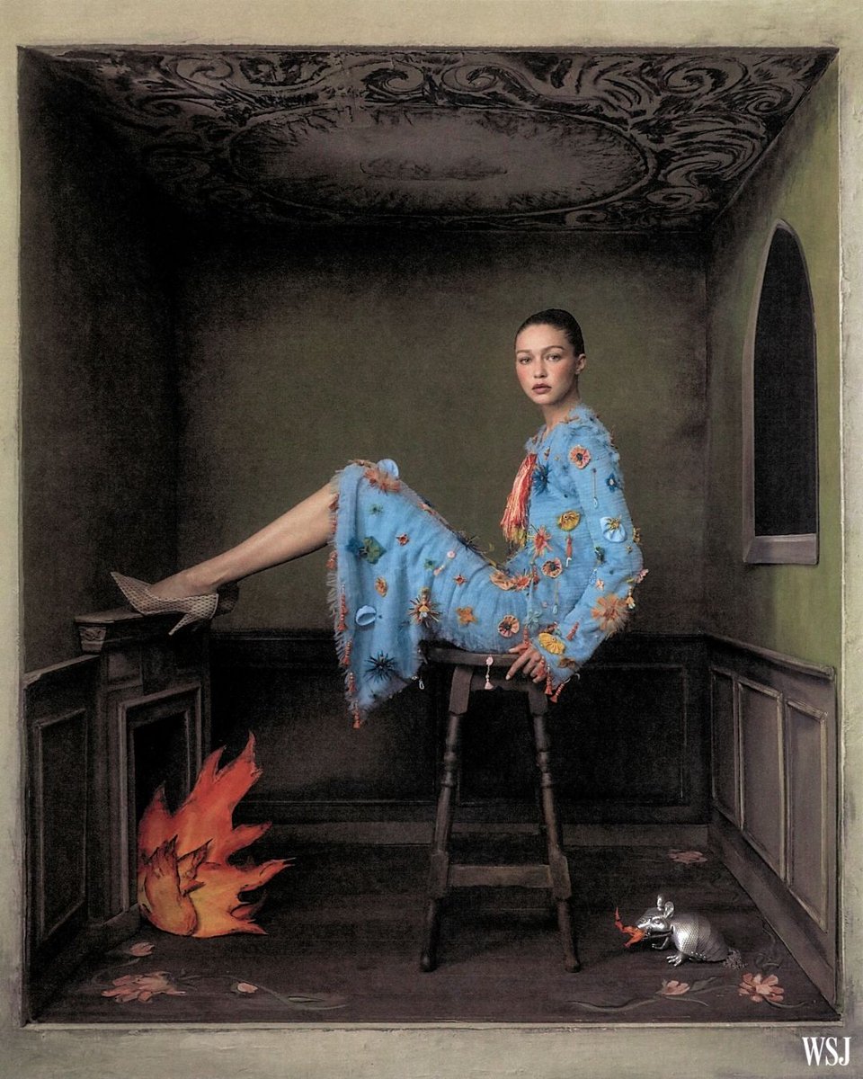 WSJ's tweet photo. The highest craftsmanship fashion has to offer, couture blurs the lines between art and reality.

Here, Gigi Hadid steps into a world reminiscent of the European Old Masters: 🔗 https://t.co/4D6xvY0Z2D https://t.co/HBqw4XS7AN