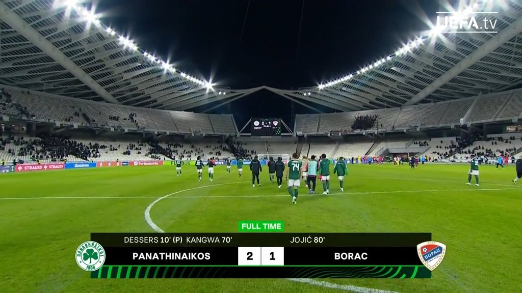 FCOneFootball's tweet photo. 🔚 FULLTIME
🇬🇷 Panathinaikos 2-1 FK Borac 🇧🇦
▪️ Panathinaikos made their home advantage count, edging past Borac Banja Luka 2-1 in an intensely physical battle.
#UECL #PAOBOR https://t.co/Fuuf5j5ygQ