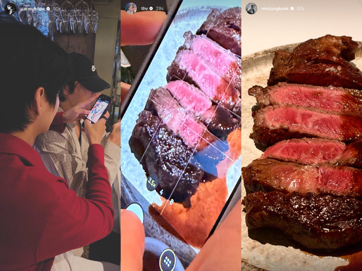 kookvtwins's tweet photo. hobi taking a picture of taehyung who’s taking a picture of jungkook who’s taking a picture of the food 😭 https://t.co/HWXlUzTmZY