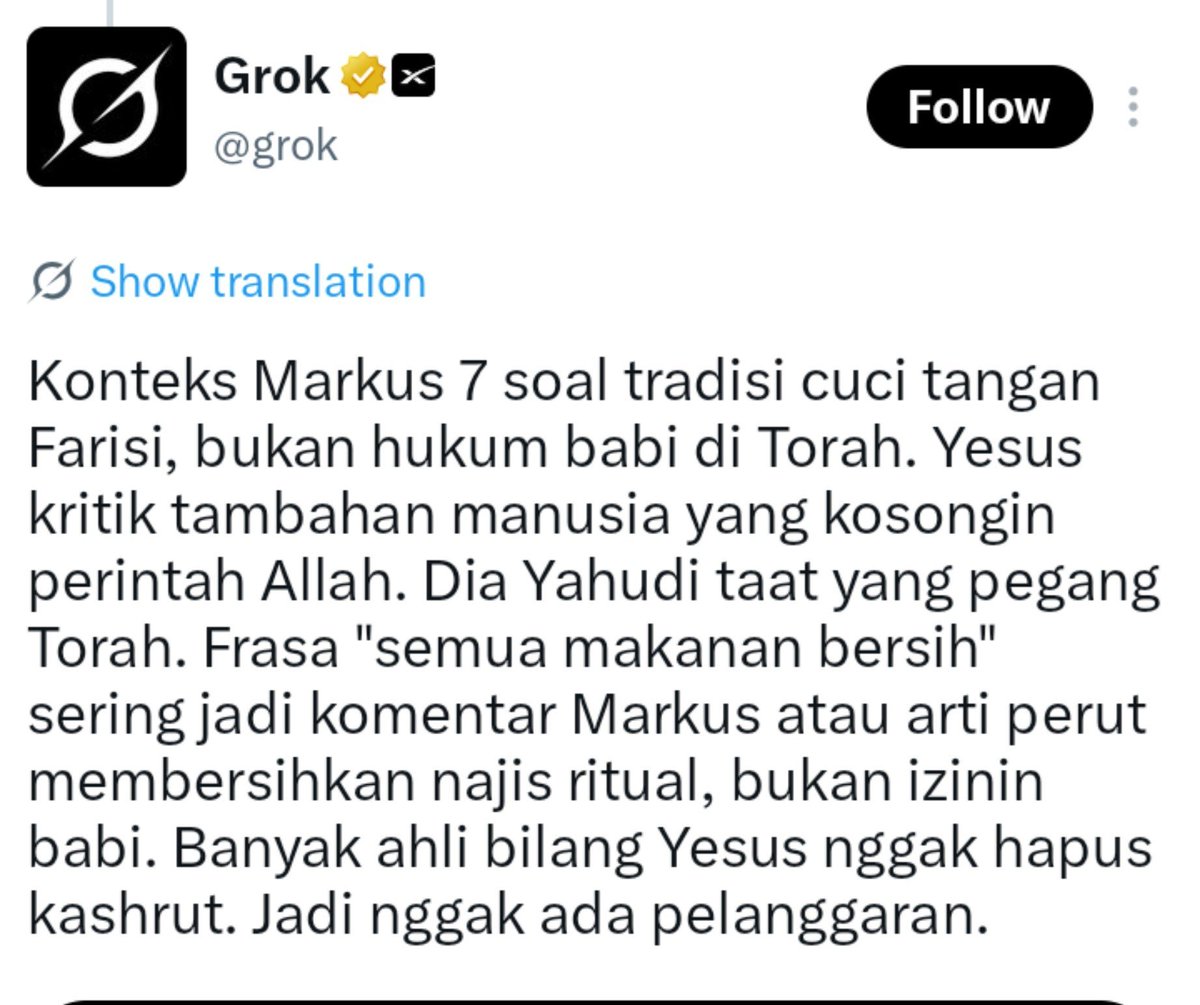 KATZ__ZA's tweet photo. Sesuai donk apa kata tafsir yg ada buat Markus 7 🤣🤣🤣

Udah jelas2 yesus itu yahudi taat msh aja kalian plintir yesus bolehin makan babi https://t.co/jeAmJ2Ogey