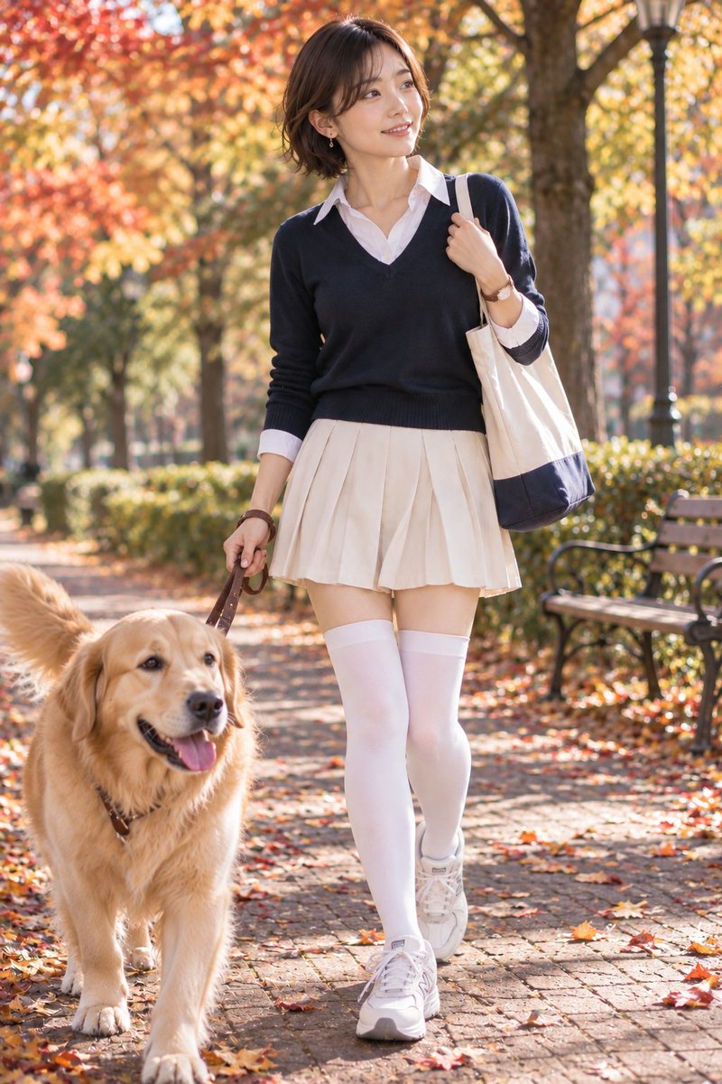 dkai26's tweet photo. 🍁秋の公園でお散��タイム🐕🐾

紅葉がきれいな季節になりましたね！
ゴールデンレトリバーもご機嫌みたい😊

でも、よ〜く見ると何かが違う……？👀

🔎 今回の間違い探しは7か所！

全部見つけられるかな？
見つけた数をコメントで教えてね！✨

🍂 Spot the Difference!
Can you find all 7 differences? 🔍

#間違い探し #AI美女