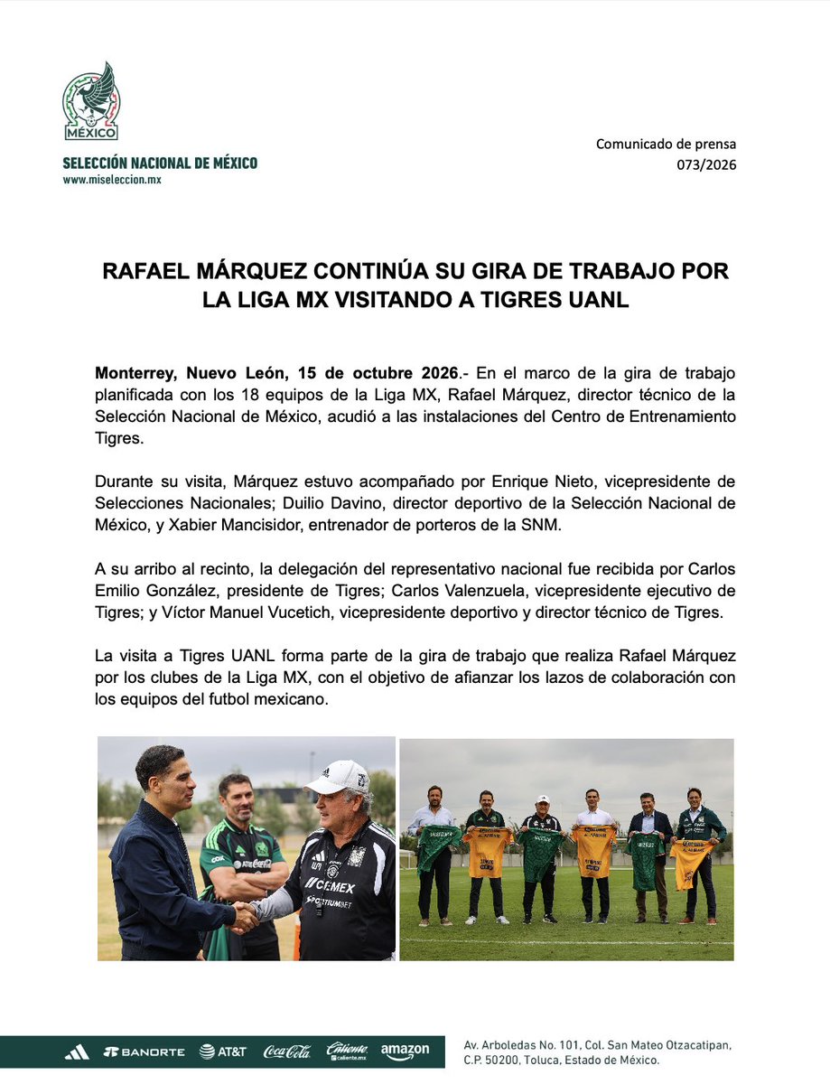 miseleccionmx's tweet photo. Nuestro DT, Rafael Márquez, continúa su gira de trabajo. https://t.co/0OMBPKeq1V