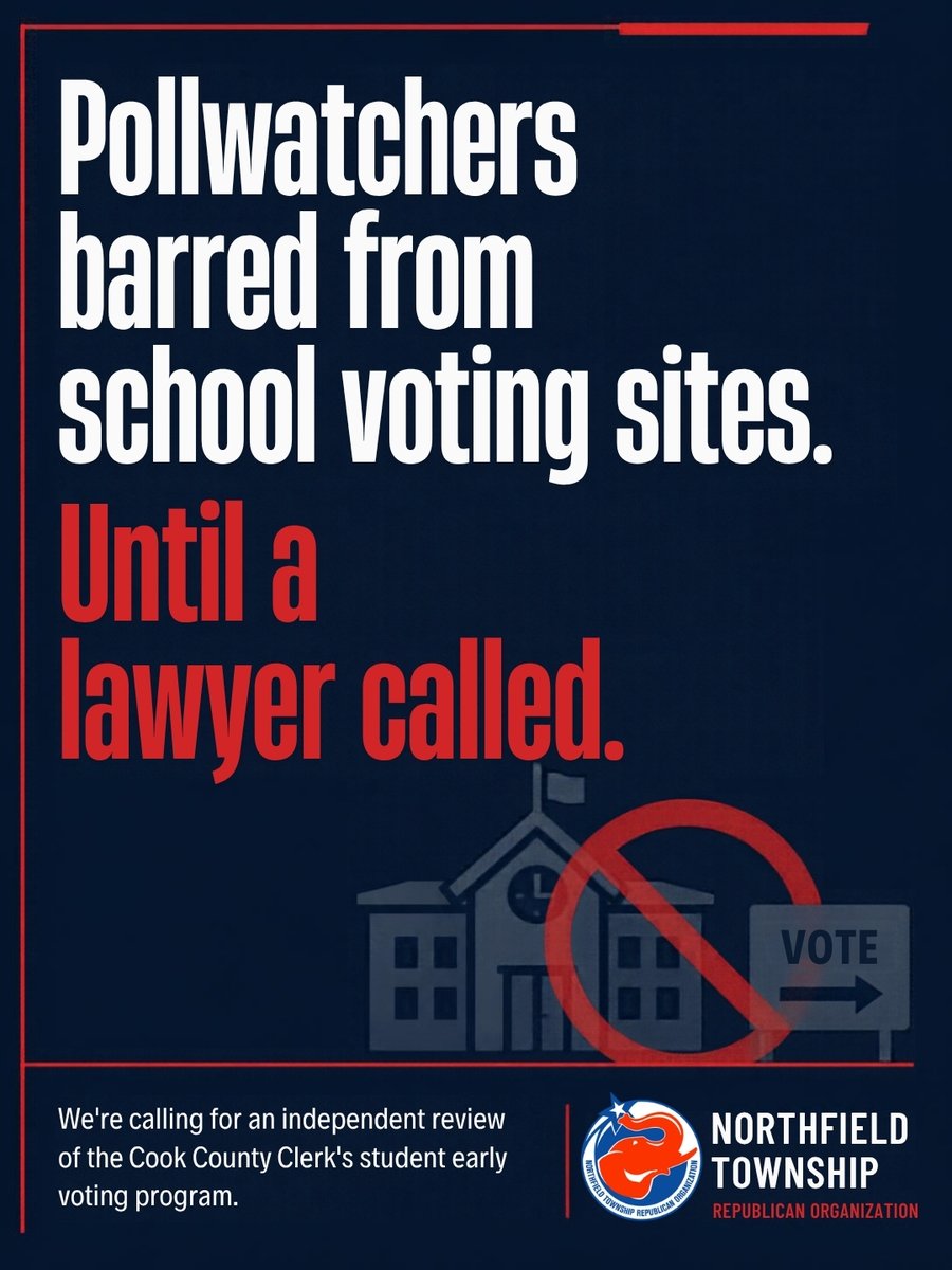 CookCountyGOP's tweet photo. Deputy Chairman @tjbrown (@GOPNorthfield Committeeman) calls for independent review of Cook County Clerk's Student Early Voting Program after transparency failures.

Read release here: https://t.co/17G4x2DsY0 https://t.co/UtMkesIxKW