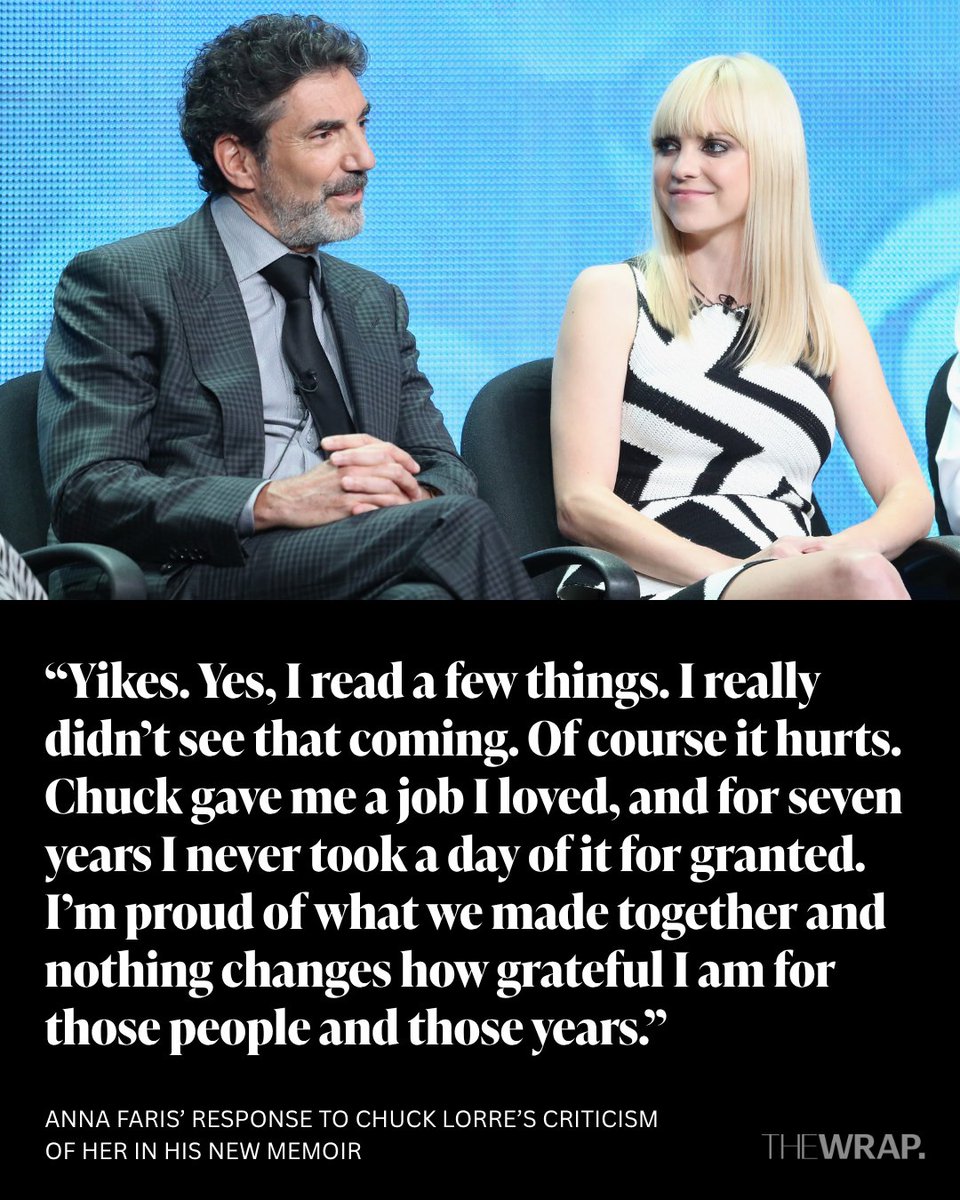 TheWrap's tweet photo. Anna Faris responded to Chuck Lorre’s criticism of her in his new memoir, admitting his comments hurt her.

In “Sitcom,” the showrunner reflected on casting Faris as Christy Plunkett, the recovering alcoholic and single mother at the center of CBS comedy “Mom,” admitting he had an “initial reluctance” to cast her as the show’s lead.

https://t.co/VtQ8JMIgLW
