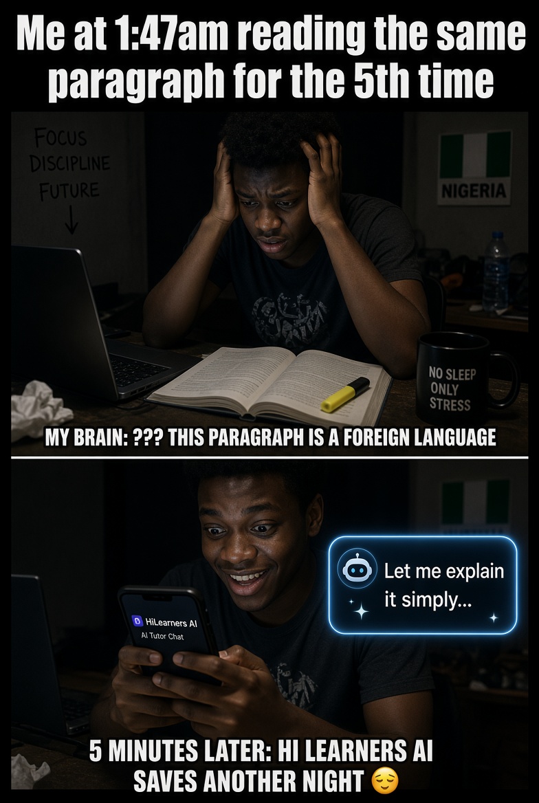 TALENTEDOFWEB3's tweet photo. 1/
Most students don’t fail because they’re dumb.🌚 

They fail because they get stuck… and stay stuck.👀 

You open your notes at 11:47pm,
Something doesn’t click,
You reread the same paragraph 4 times,Still nothing.😢 
That exact moment is why I tested @HiLearnersAI.😮😲🔥 https://t.co/nbsJeanxhM