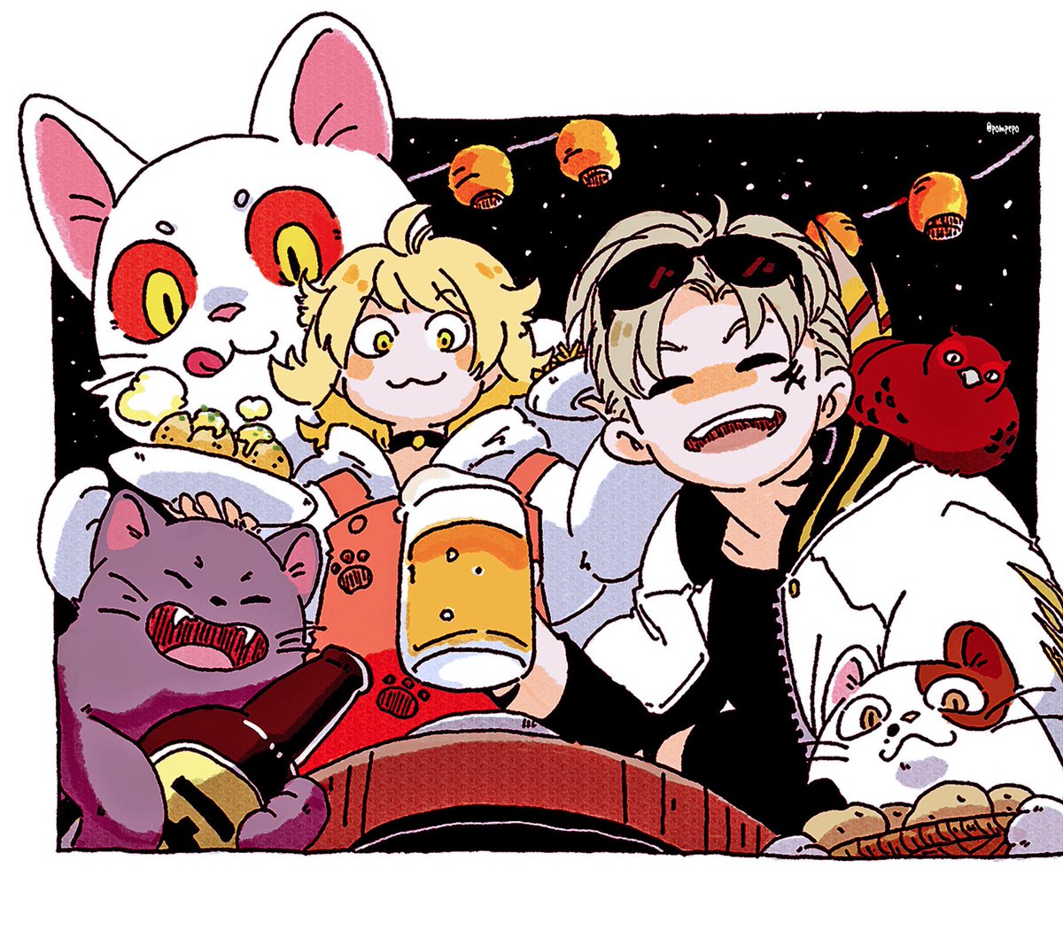 pompepo's tweet photo. ボスの日という事でお頭特集（様子がおかしい絵もあります） https://t.co/9D4rmYW6tA