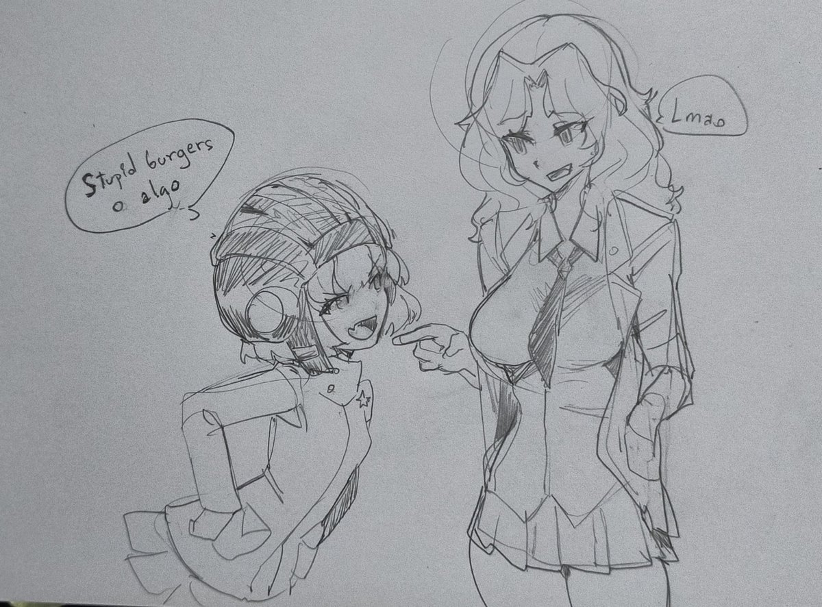 404gunn's tweet photo. Rkgk #girlsundpanzer STUPID BURGERS O ALGO Katyusha and Kei doodle https://t.co/JsyS1544Px