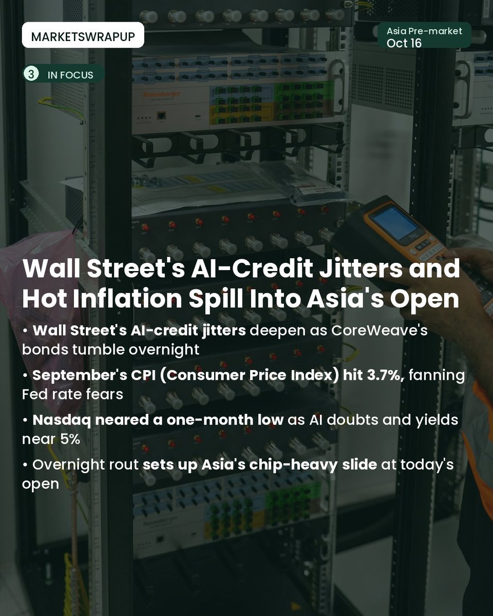 MarketsWrapUp's tweet photo. Asia's chipmakers cratered overnight as Wall Street's AI-credit jitters and a hot US inflation print spread risk-off sentiment into Friday's open, even as India's banks and telecoms bucked the trend. #stockmarket #investing #markets #SKHynix #SamsungElectronics #AIStocks https://t.co/dJRETd1EKV