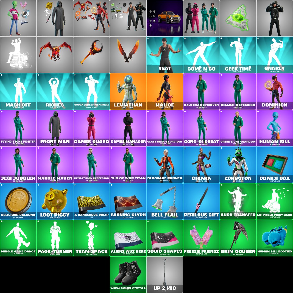 HYPEX's tweet photo. LEAKED FORTNITE SHOP TONIGHT

RAREST RETURNS:
• Chiara → 768 Days
• Mask Off → 343 Days
• Page-Turner → 321 Days
• Grim Gouger → 318 Days
• Blockade Runner → 265 Days https://t.co/2jR3QnTU6c