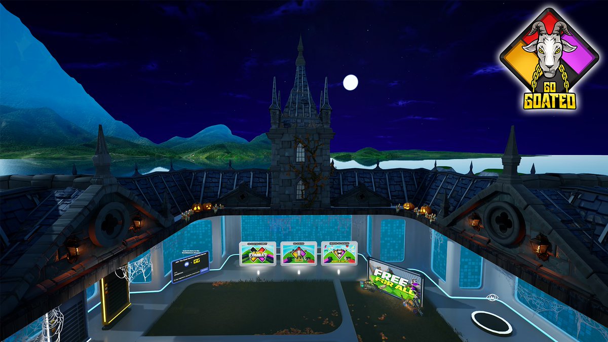 GoGoated's tweet photo. 🧟Halloween Decor:
- The lobby and bases have been decorated with spooky decor to celebrate Halloween!

🎃Trick or Treat:
- Open the Trick or Treat pumpkin in your base for a random treat such as mythic weapons or coins! Beware of tricks like a rusty can!

🦇New Badges:
- Infected 2026 Badge
- Halloween 2026 Badge