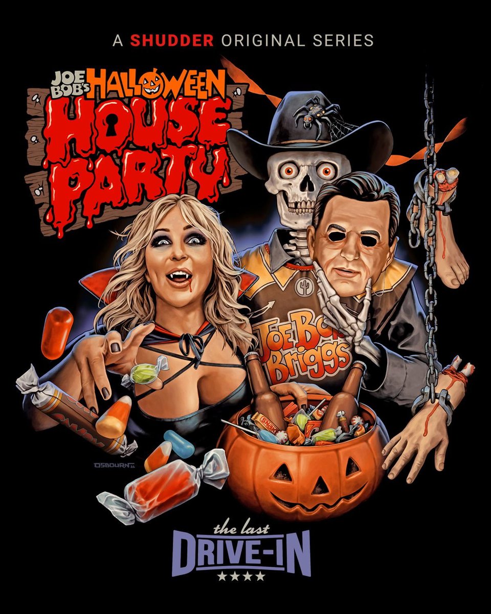 therealjoebob's tweet photo. Here we come for JOE BOB'S HALLOWEEN HOUSE PARTY, the LAST Halloween show of The Last Drive-In. We're gonna party like the plague victims in Nosferatu! Double feature starting at 9 Eastern/6 Pacific next Friday the 23rd. The best part: Folks on Death Row can do ANYTHING WE WANT! https://t.co/9c5CpGFsKN