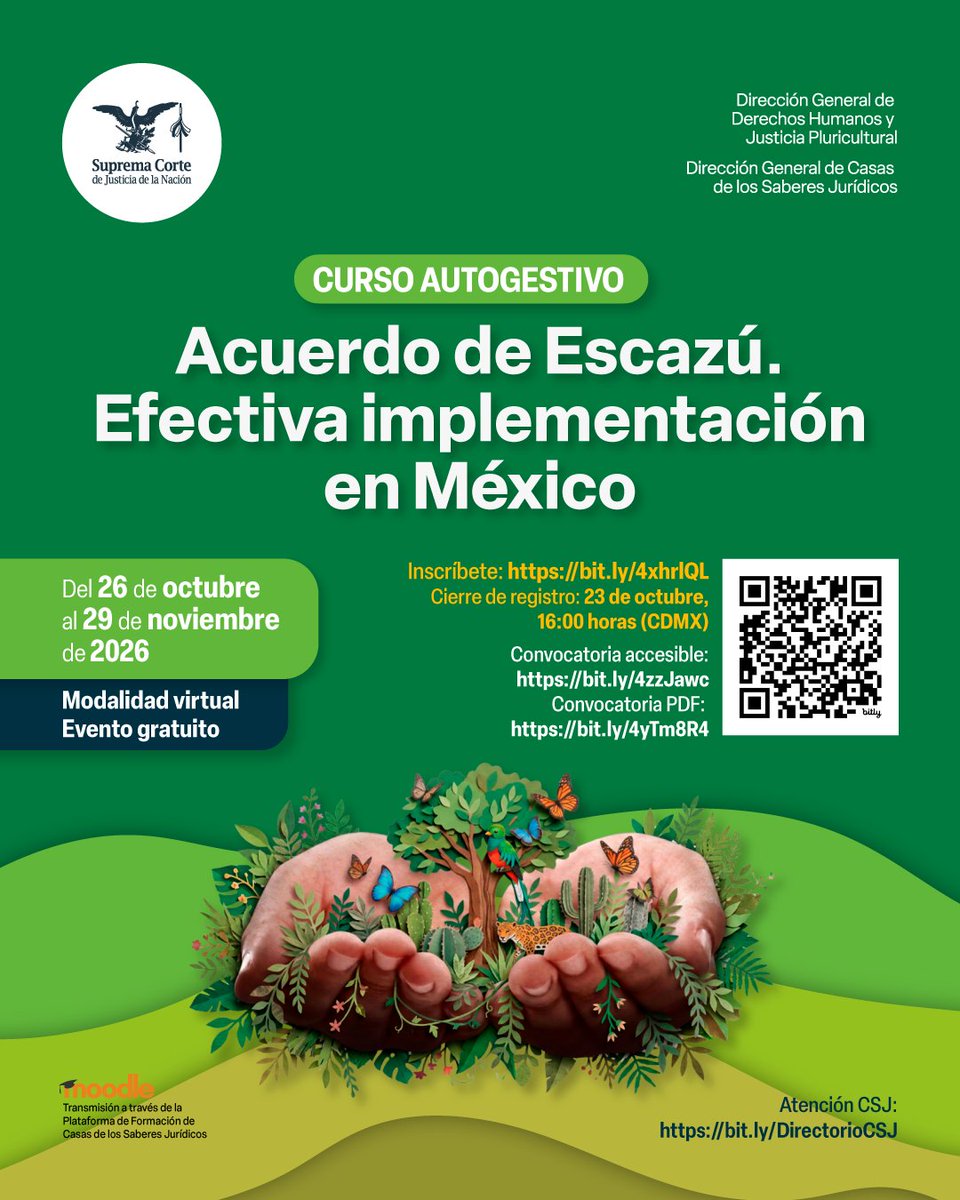 ddhh_scjn's tweet photo. 🌎📚 ¿Te interesa la justicia ambiental?
 
Participa en el curso autogestivo “Acuerdo de Escazú. Efectiva implementación en México” y conoce herramientas para fortalecer los derechos de acceso en materia ambiental.

📝 https://t.co/I0eomfbOv8

#AcuerdoDeEscazú #DGDHJP https://t.co/TVw9goarrb