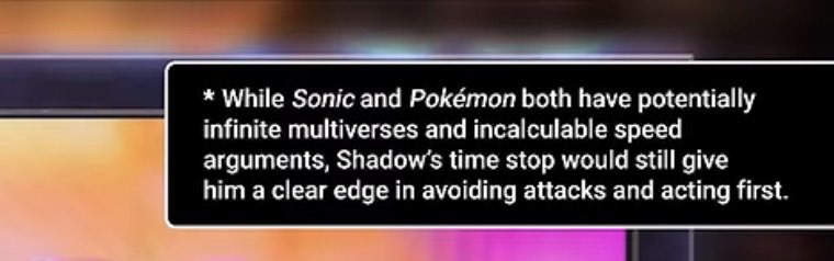 WayBigdaGoat's tweet photo. @celestefan453 Whilst I’m pretty sure DB tied them in power (both multiversal), they gave Shadow stats cuz they calculated him to be like 90k times faster.
A black box said they both POSSIBLY have incalculable speeds, but chaos control would negate that equalized speed anyway. https://t.co/TX06D2o83O
