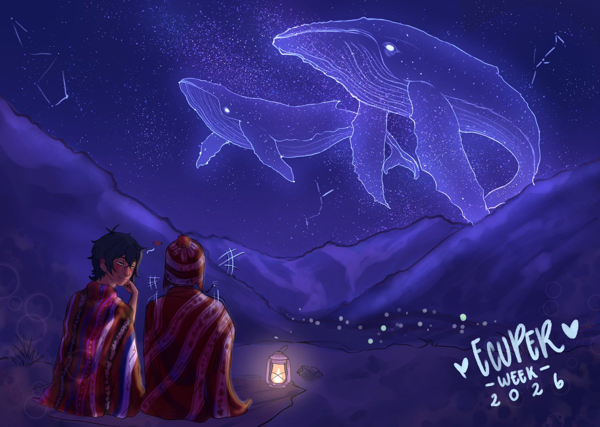 EcuPerWeek's tweet photo. 🐳💙¿Y si el cielo fuera un océano de estrellas?
¡A 6 días de #EcuPerWeek2026! ✨
@Olo_li💕 nos transporta a un universo teñido de añil, donde ballenas celestiales acompañan una noche llena de magia y complicidad. 🌌🇪🇨❤️🇵🇪
#LatinHetalia #EcuPer https://t.co/wXAI6BBFrN