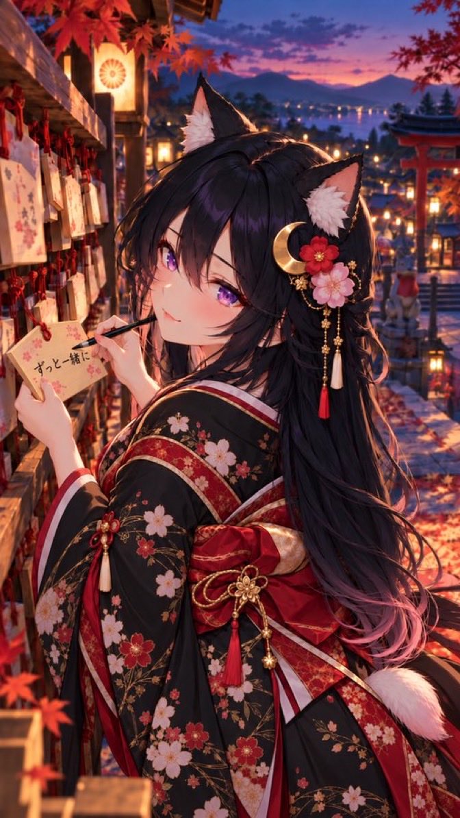 kasuga_yuri's tweet photo. 🌙月影AIスタジオ｜月乃🦊

月夜と桜の世界を旅する、紫の瞳の狐娘「月乃」。
和風ファンタジーをAIイラストで描いています。

📸代表作4選
①満月に照らされる、朱い鳥居と月乃
②灯籠が導く、夜の京都を歩く月乃
③雨に煙る夜、番傘を差す月乃
④桜舞う夜空と、満月に佇む月乃
#月乃 #AIイラスト https://t.co/7LVgOCrz1U