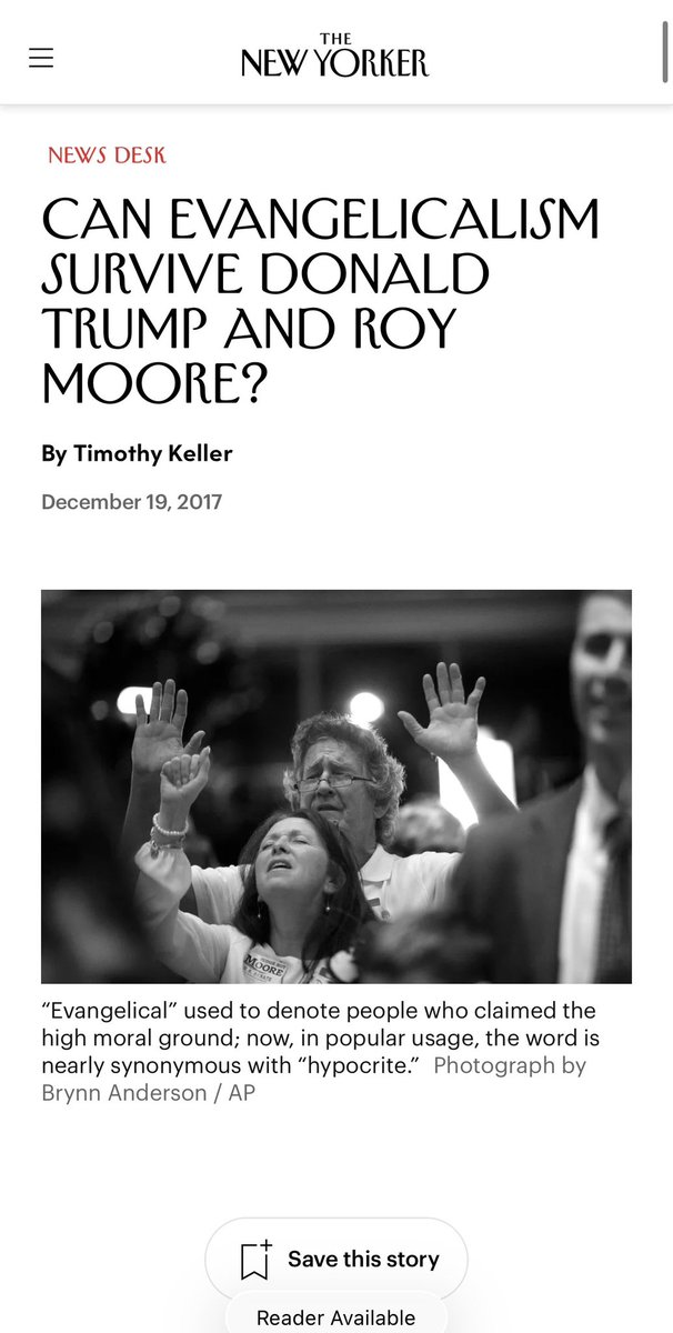 megbasham's tweet photo. No, I think most of the criticism about Keller is not because he was a-political, but because he was actually quite political. Keller not only spoke about politics, he spoke about specific politicians. Frequently. 

So much so, he was part of a secret meeting of evangelical leaders that were assembled to decide what they were going to do about the problem of evangelical support for Donald Trump.

He also created a political taxonomy of which Christians he thought would be helpful in bringing about Christian renewal in the United States. He specifically placed Trump supporters outside the spectrum of those who would be useful partners. That was a very political assessment.

That is not what someone does just because they want to keep everyone’s focus on the gospel.