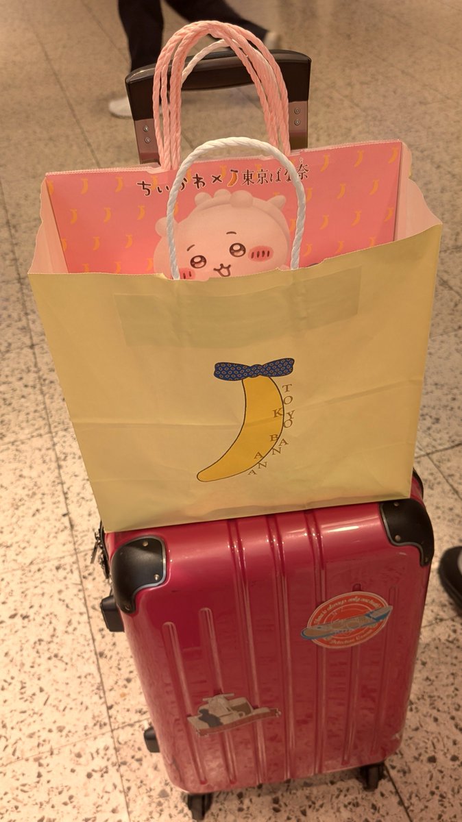 street123cat's tweet photo. ちいかわ好きの人におみやげばなな🍌もゲットできてうれしい☺️🩷そしてとても荷物😂 https://t.co/oq1syUxChC