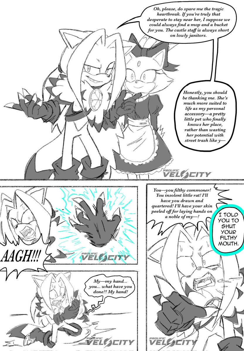 ProlifkVelocity's tweet photo. It’s kinda sloppy (because Blackwood doesn’t deserve more than the bare minimum of my time) but voilà

“IDW if they didn’t hate the actual main characters of the franchise”

(When Blaze wakes up she’s gonna be twice as pissed as Silver)

Written and drawn by yours truly https://t.co/A45EX9FTHb