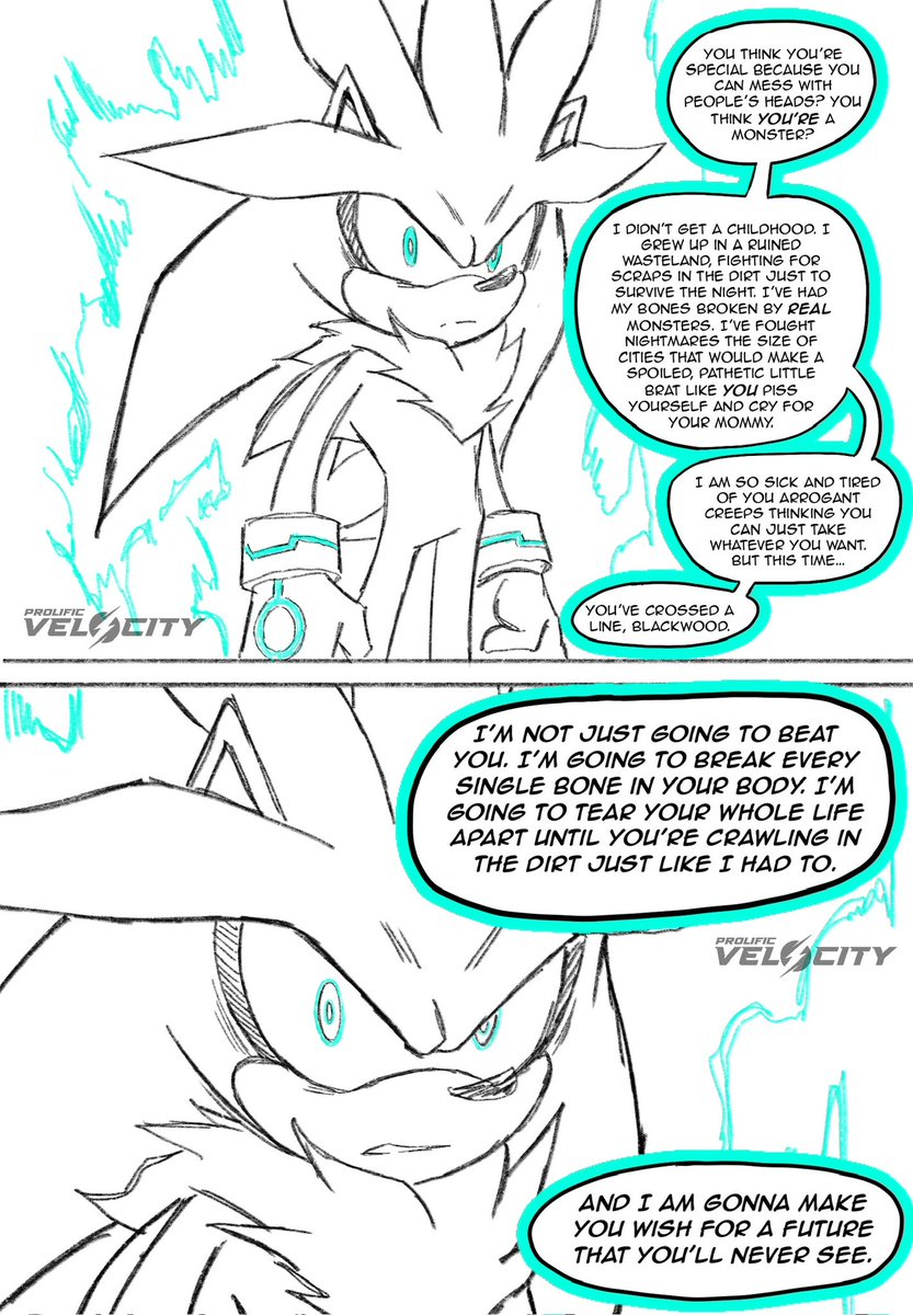 ProlifkVelocity's tweet photo. It’s kinda sloppy (because Blackwood doesn’t deserve more than the bare minimum of my time) but voilà

“IDW if they didn’t hate the actual main characters of the franchise”

(When Blaze wakes up she’s gonna be twice as pissed as Silver)

Written and drawn by yours truly https://t.co/A45EX9FTHb