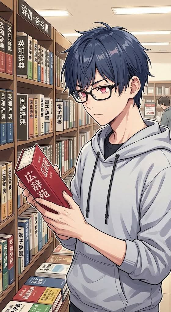 RU2r9's tweet photo. おはようございます。本日は辞書の日とのことなので本屋で辞書を買おうとしている嵐を投下します。
#AIイラスト https://t.co/Lk420SayTQ