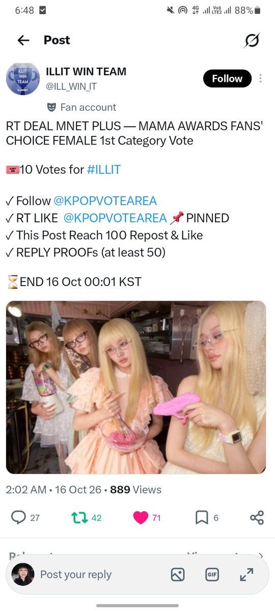 ssantebae's tweet photo. @ILL_WIN_IT @KPOPVOTEAREA I vote #ILLIT for #2026MAMAVOTE https://t.co/ekZJa4Mfsx