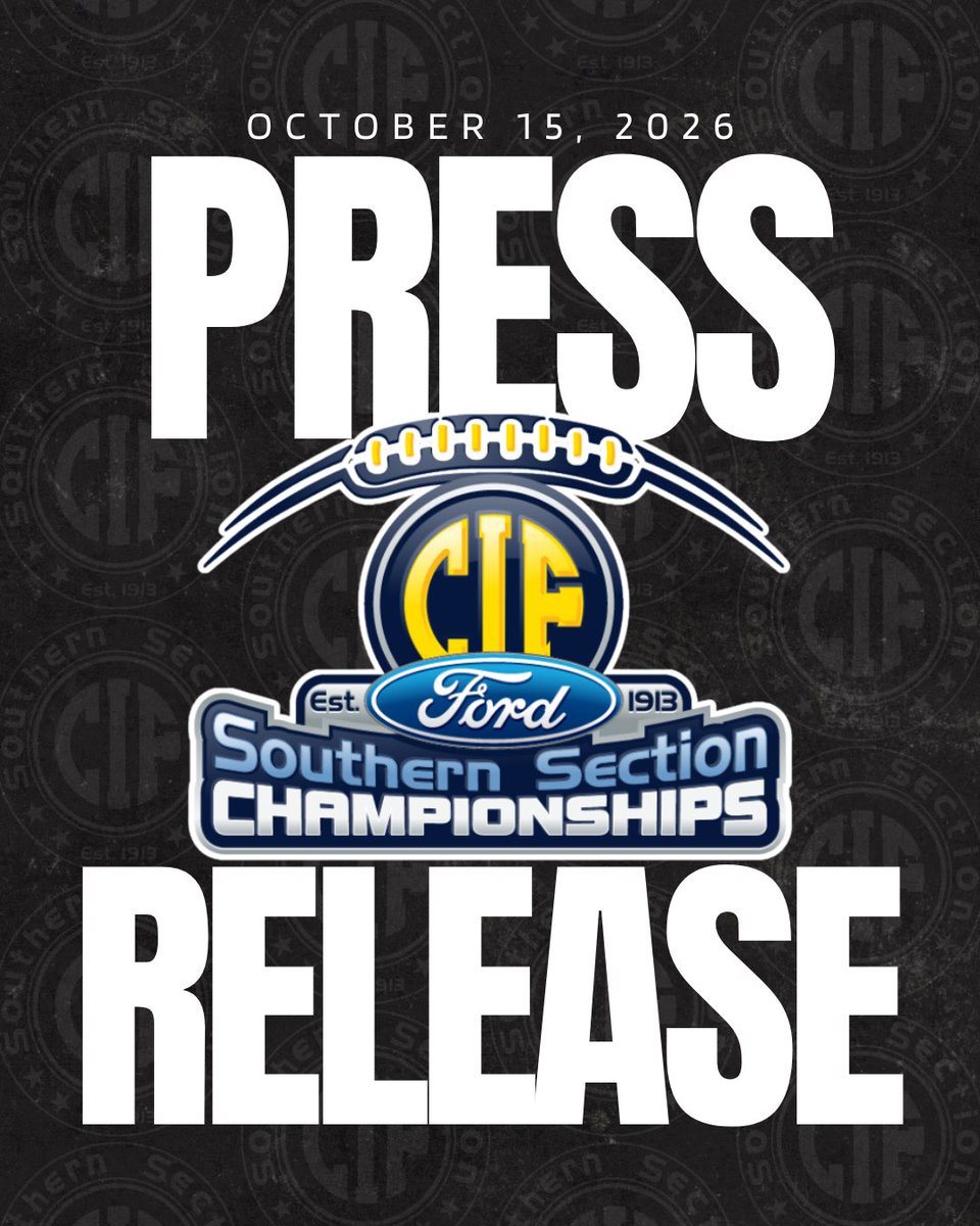 CIFSS's tweet photo. 🚨PRESS RELEASE #6🚨

CIF-SS Announces Location for @SoCaliFord Division 1 Football Chapionship🏈

🔗 https://t.co/ArH3CUjVWq https://t.co/wxFFZpPI5d