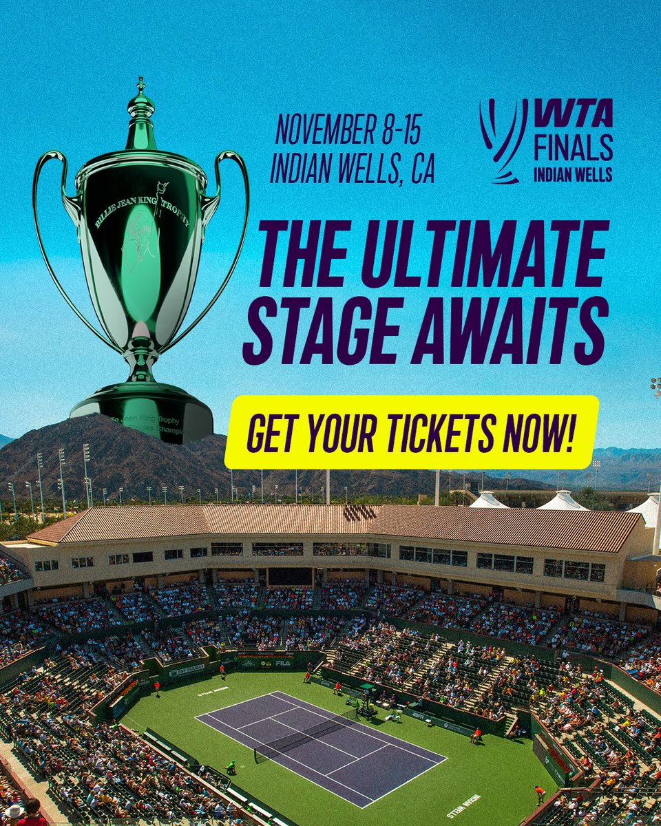USTASoCal's tweet photo. Americans Jessica Pegula and Coco Gauff are headed to the @WTA Finals Indian Wells, joining @BNPPARIBASOPEN champions Mirra Andreeva (2025) and Aryna Sabalenka (2026) from November 8 to 15!

Secure your tickets now: https://t.co/tLmurabO8Z https://t.co/jjwiKc4Kax