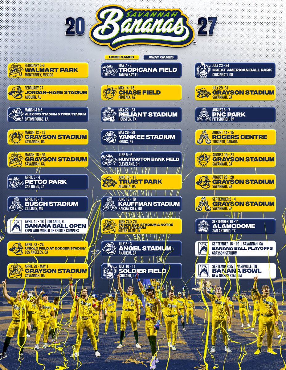 TheSavBananas's tweet photo. Our 2027 schedule is officially here! 👀 https://t.co/H3ihuzRWf6