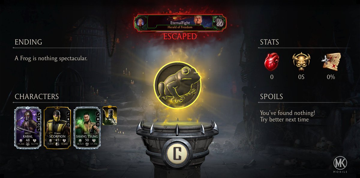 JermaineMercer5's tweet photo. I just completed a Krypt Run in Mortal Kombat mobile! Check out my stats. https://t.co/XRjOpEN3z7