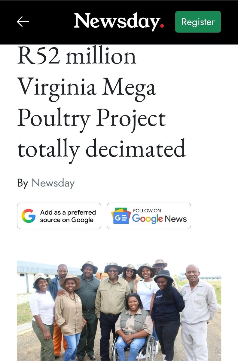 RiseAgainstEvil's tweet photo. R52 million of taxpayer money burned on the Virginia Mega Poultry Project in Free State, now completely stripped and ruined.

Built in 2014–2017 for 17 local youth (mostly women) to house up to 200,000 chickens and create jobs. It failed immediately; high chick deaths, no markets, missing infrastructure, zero skills or support. NCOP flagged it in 2018. It was ignored. A private partnership offer in 2020 was rejected. By 2026 the place is plundered bare.

Classic ANC move. Flashy tender, dump the cash, walk away, leave the community with nothing. Meanwhile White commercial farmers keep feeding the country under constant threat.