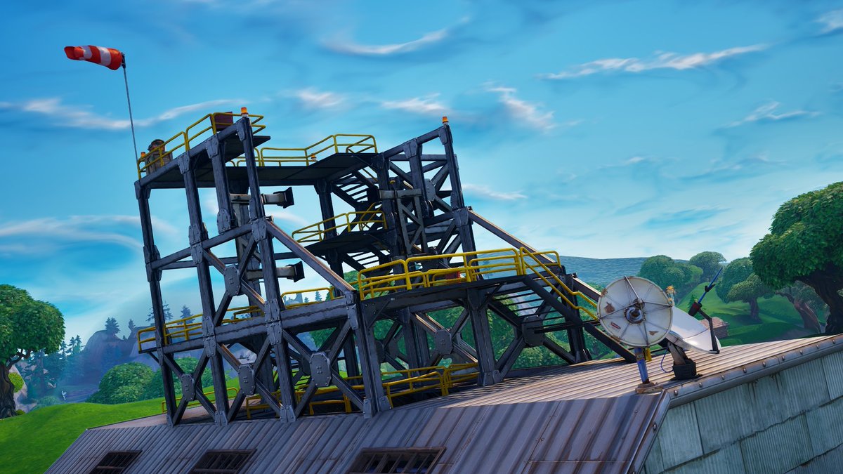 FortTracker's tweet photo. #Fortnite OG Dusty Depot/Rift Beacon Tracking:

Stage: 25
Date: October 15th 4:00am ET

The blue warehouse at Dusty Depot has now been completely transformed, adding the framework for the rocket! https://t.co/KF1wJbmnHE