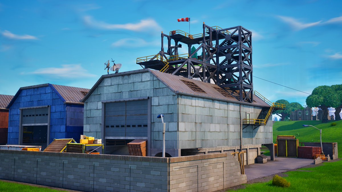 FortTracker's tweet photo. #Fortnite OG Dusty Depot/Rift Beacon Tracking:

Stage: 25
Date: October 15th 4:00am ET

The blue warehouse at Dusty Depot has now been completely transformed, adding the framework for the rocket! https://t.co/KF1wJbmnHE