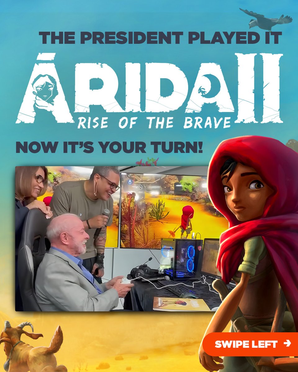 aocagamelab's tweet photo. BRAZILIAN GAMES ARE HISTORY AND FUTURE! 🇧🇷🌵

Having ÁRIDA 2 present on this historic day proves the power of our culture!

To celebrate:
ÁRIDA 2 Demo NOW LIVE on Steam until Oct 28!
ÁRIDA 1 launched on Google Play for PC with cross-save! https://t.co/0A6F45lxP2