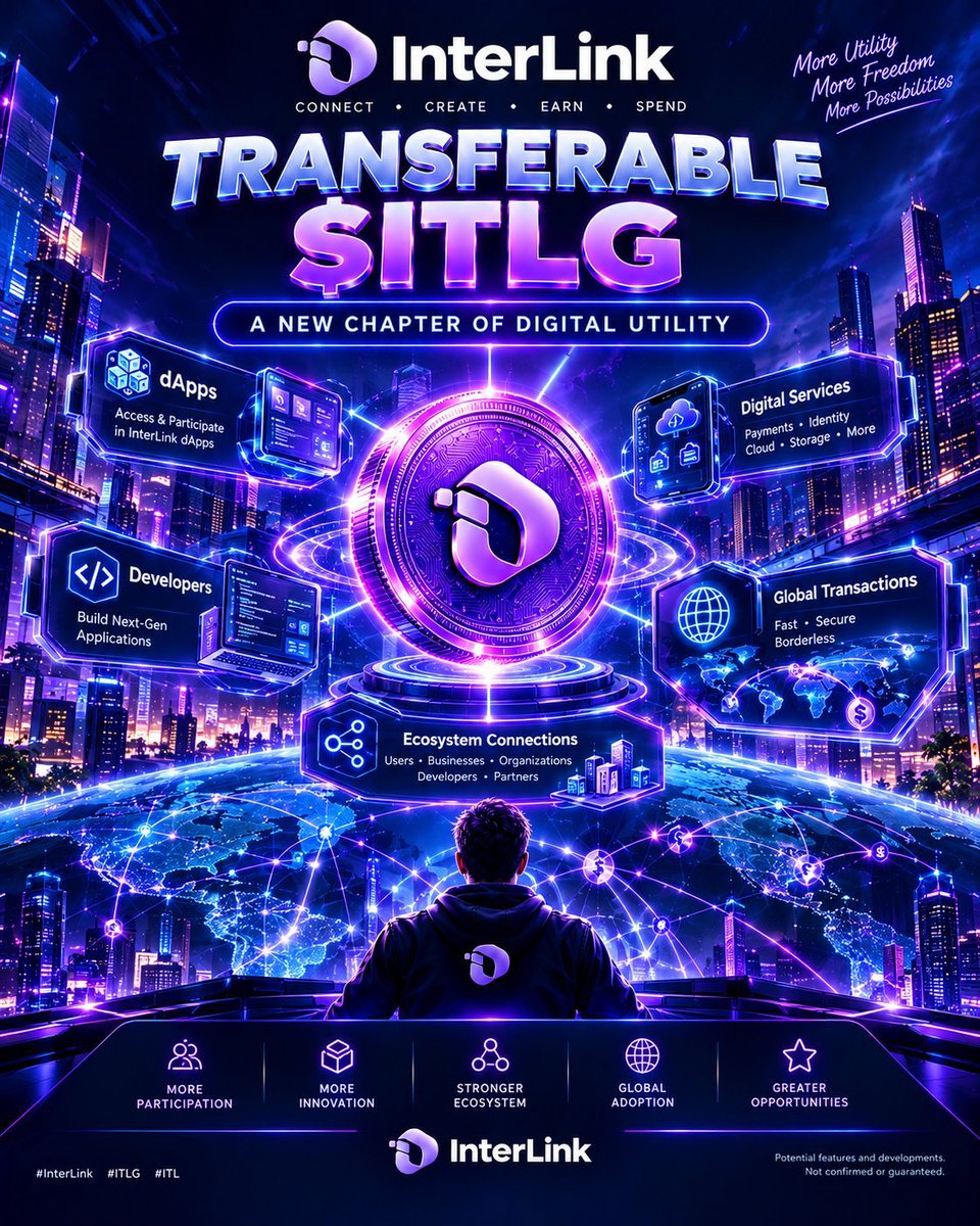 SHAIKB786's tweet photo. As $ITLG moves toward transferability, new possibilities could emerge for users, developers, businesses, and ecosystem partners.
Potential applications may include dApp participation, digital services, memberships, rewards, and new on-chain applications.

#InterLink #ITLG #ITL https://t.co/3fvKgGkyHS