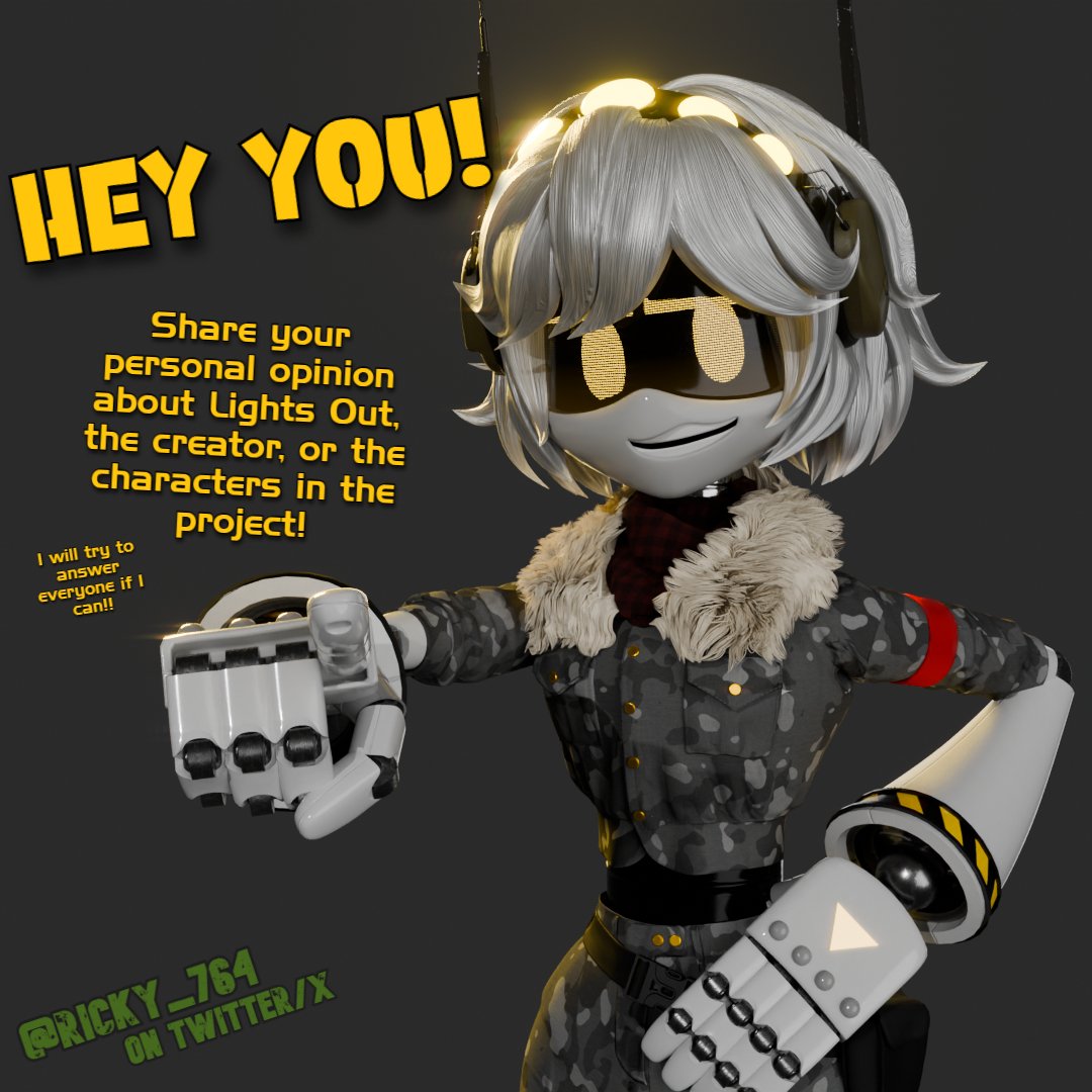 Ricky_764's tweet photo. I did something similar to this a long time ago, but I want to give it another try.  

I'll try to answer everyone (I hope I don't regret this post)💚 

#MurderDrones #mdtwt #ProjectLightsOut https://t.co/g0QgvWXCox