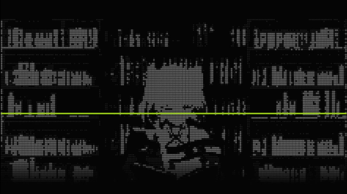 eph7ra's tweet photo. 放置していると一定周期で緑の横線が一瞬だけ映る。
この線の高さで背景の本に注目し、背が高いものを1・背が低いものを0として解釈すると100 0 0001 0100 111 110の数列が出てくる https://t.co/W4aEHFZq1V